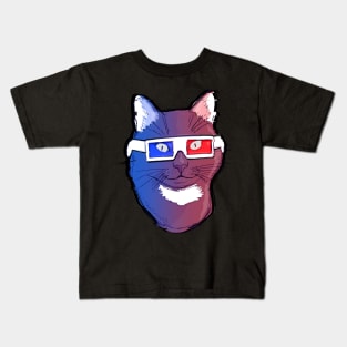 Retro Cat Wearing 80s 3D Glasses Illustration Kids T-Shirt